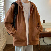 Threebooy Men's Fashion Zip Up Hoodies Zipper Sweatshirt Harajuku Oversized Long Sleeve Casual New Coat Hooded Sweatshirt Jackets